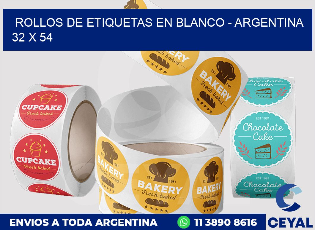 Rollos de etiquetas en blanco – Argentina 32 x 54